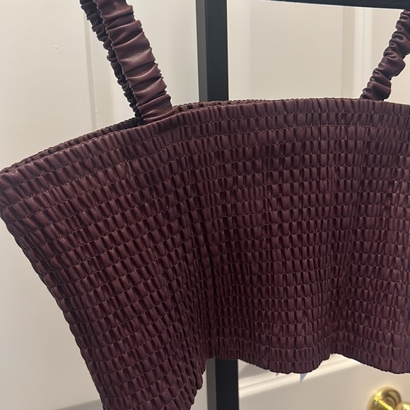 PROENZA SCHOULER Faux Leather Top Smocked in Pilot NEW - Picture 8 of 13